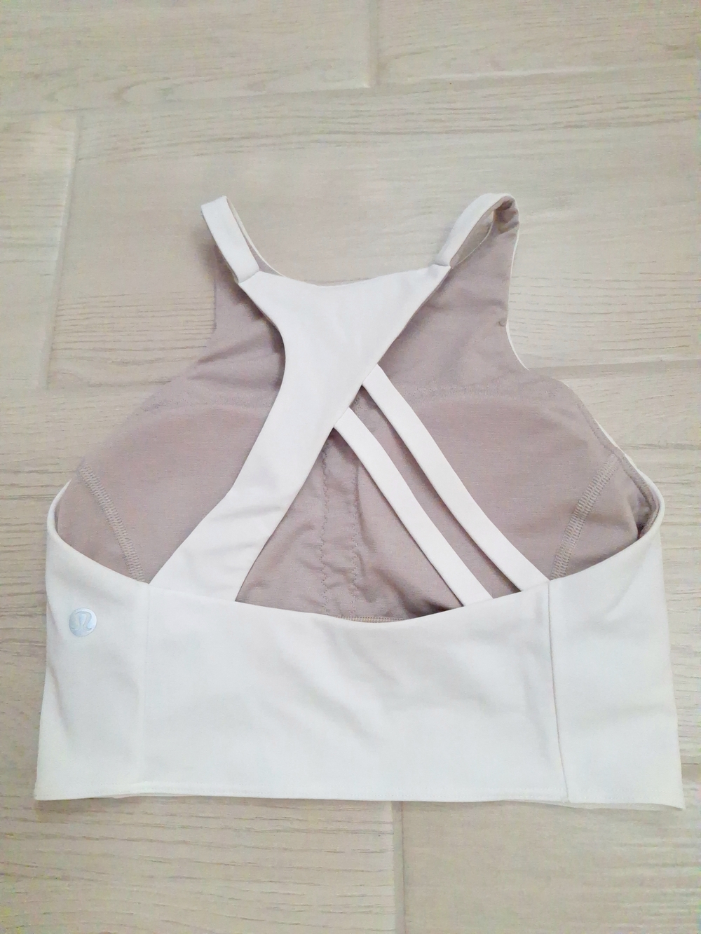 Lululemon Strong Lines White Strappy High Neck Bra Medium Support Size 4 - Picture 5 of 7